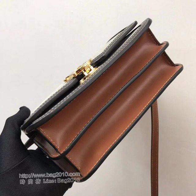 Burberry專櫃新款女包 巴寶莉雙色帆布TB小號斜挎包單肩包  db1150